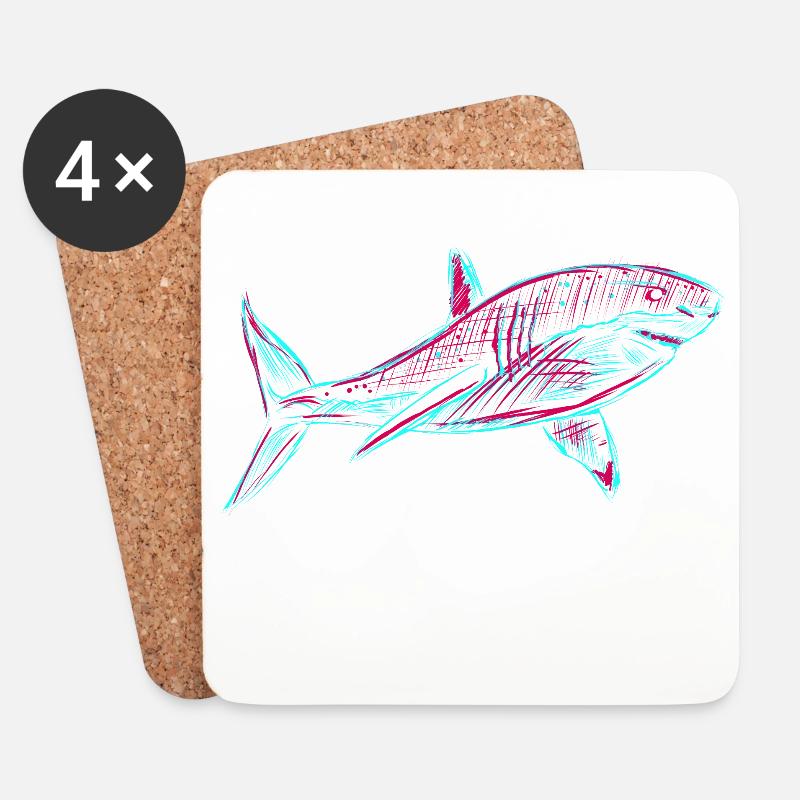 Neo Shark - Untersetzer (4er-Set) - Weiß