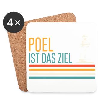 Ostsee Urlaub POEL IST DAS ZIEL Leuchtturm Lustig - Untersetzer (4er-Set) - Weiß - Vorne