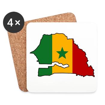 Senegal Flagge Landkarte - Untersetzer (4er-Set) - Weiß - Vorne