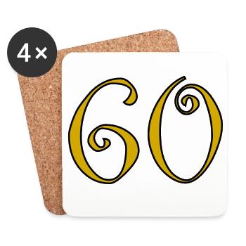 60. 60 JAHRE. 60-JÄHRIGES JUBILÄUM. 60. GEBURTSTAG. - Untersetzer (4er-Set) - Weiß - Vorne