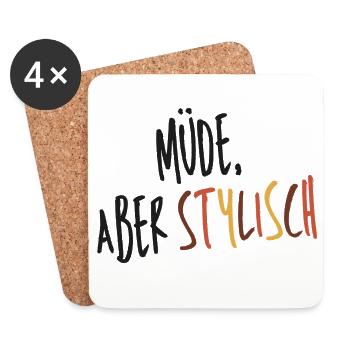 Müde aber stylisch  - Untersetzer (4er-Set) - Weiß - Vorne