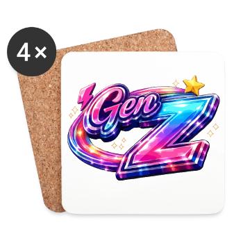 Néon Signature de la génération Z - Dessous de verre (lot de 4) - blanc - Devant