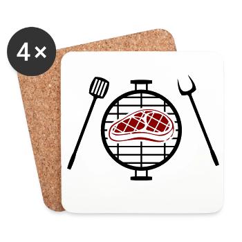 Rotes Steakmuster Print - Untersetzer (4er-Set) - Weiß - Vorne