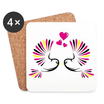 birds_in_love - Coasters (set of 4) - white - Front