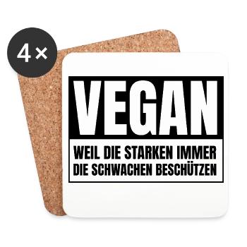 Vegan Spruch - Untersetzer (4er-Set) - Weiß - Vorne