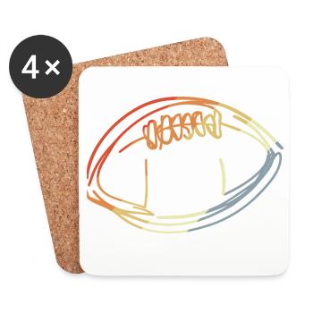 American Football Ball Drawing - Coasters (set of 4) - white - Front