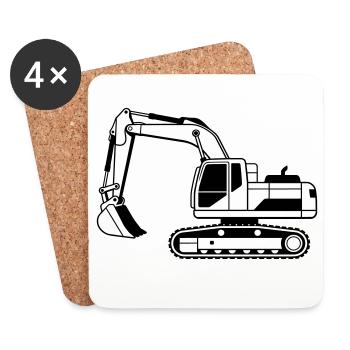 Bagger - Untersetzer (4er-Set) - Weiß - Vorne
