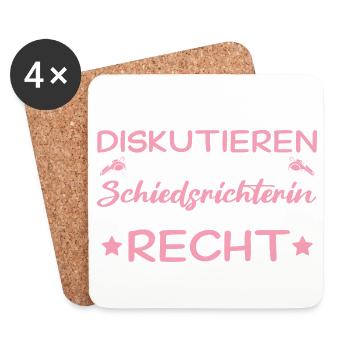 Du musst nicht diskutieren - Schiedsrichterin - Untersetzer (4er-Set) - Weiß - Vorne