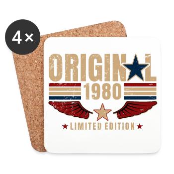 46. Geburtstag Geschenk Original Jahrgang 1980 - Untersetzer (4er-Set) - Weiß - Vorne