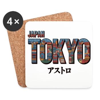 Tokyo T-Shirt Japan – Bunte Skyline - Untersetzer (4er-Set) - Weiß - Vorne