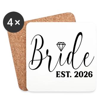 Mariage de mariée 2026 - Dessous de verre (lot de 4) - blanc - Devant