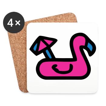 Flamingo Air Mattress Retro - Coasters (set of 4) - white - Front