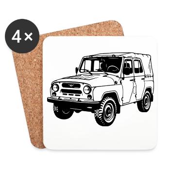 Véhicule tout-terrain UAZ - Dessous de verre (lot de 4) - blanc - Devant