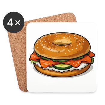 Bagel Pop Art Illustration - Coasters (set of 4) - white - Front