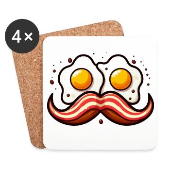 Moustache d'œufs rétro - Dessous de verre (lot de 4) - blanc - Devant