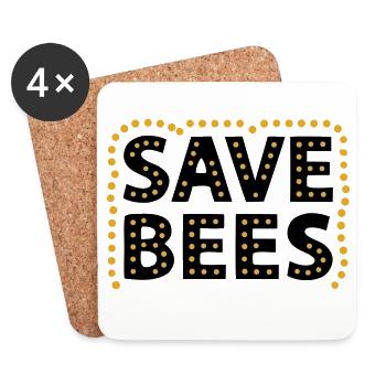 Défenseurs des droits des animaux pour la conservation de la nature Sauve les abeilles - Dessous de verre (lot de 4) - blanc - Devant