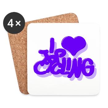 I_love_Cycling_Lila - Coasters (set of 4) - white - Front