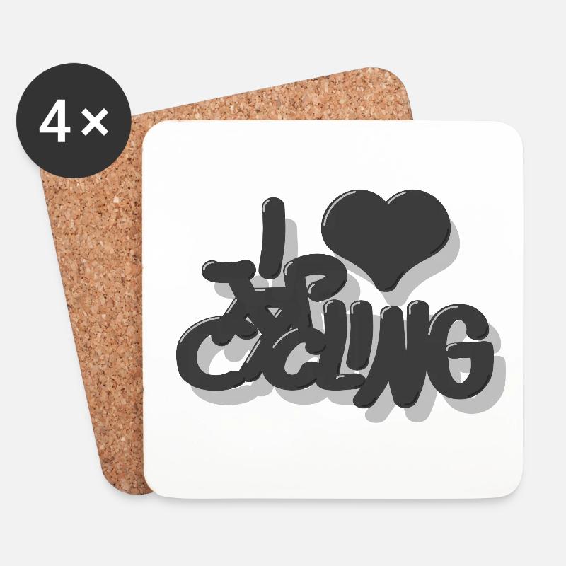 I_love_Cycling_grau - Dessous de verre (lot de 4) - blanc