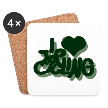 I_love_Cycling_dunkelgrun - Coasters (set of 4) - white - Front