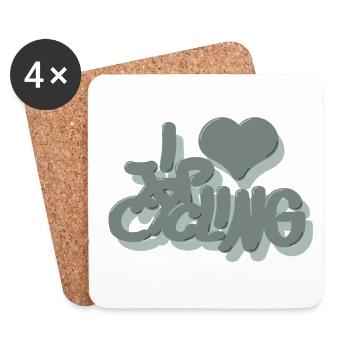 I_love_Cycling_pastel_gruen - Coasters (set of 4) - white - Front