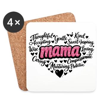 Design cadeau de la fête des mères en cœur pailleté rose maman - Dessous de verre (lot de 4) - blanc - Devant