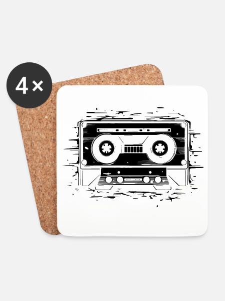 Musik Kassette - Untersetzer (4er-Set) - Weiß