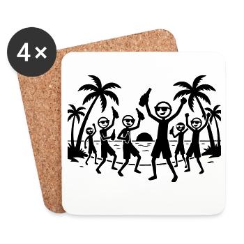 Beach Holiday Party - Coasters (set of 4) - white - Front