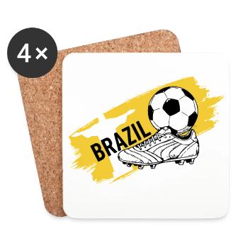 Brazil Football Brasil Soccer Fan Jersey - Coasters (set of 4) - white - Front
