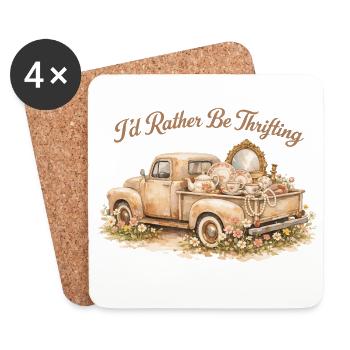 I prefer to hunt for vintage truck flea markets - Coasters (set of 4) - white - Front