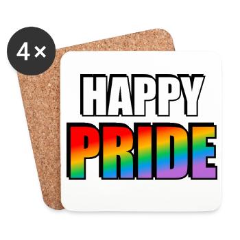 Happy Pride Rainbow Letters - Coasters (set of 4) - white - Front