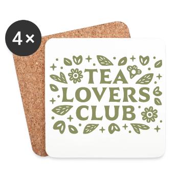 Tea lover girl green aesthetic - Coasters (set of 4) - white - Front
