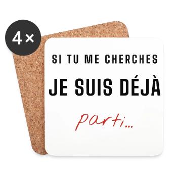 Je suis déjà parti – message énigmatique - Dessous de verre (lot de 4) - blanc - Devant