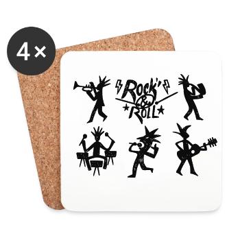 Rock and Roll Band Sketch - Coasters (set of 4) - white - Front