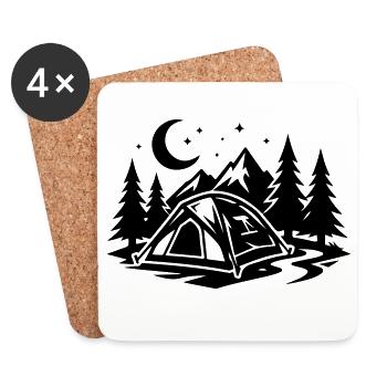 Camping sous tente Nature en plein air - Dessous de verre (lot de 4) - blanc - Devant