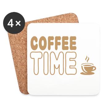 Coffee Time, Genuss aus der Kaffeetasse - Untersetzer (4er-Set) - Weiß - Vorne