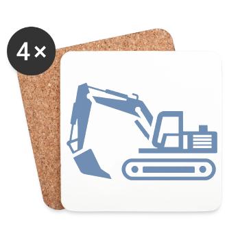 Contours d’excavatrice : silhouette d’un opérateur d’équipement de construction - Dessous de verre (lot de 4) - blanc - Devant