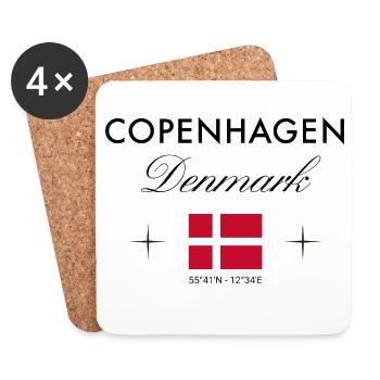 Kopenhagen Dänemark Koordinaten Reise Souvenir - Untersetzer (4er-Set) - Weiß - Vorne