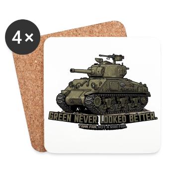Sherman Tank – Le vert n’a jamais été aussi beau | RCCX - Dessous de verre (lot de 4) - blanc - Devant