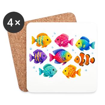 Colorful tropical fish for summer outfits - Coasters (set of 4) - white - Front