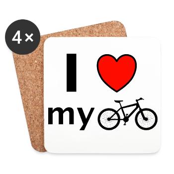 I Love Bicycle Saying Gift - Coasters (set of 4) - white - Front