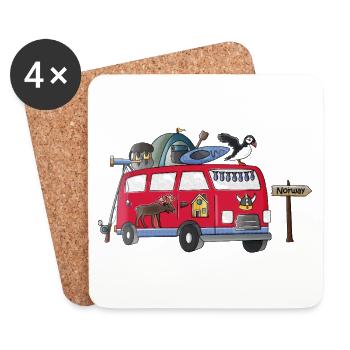 Norway Camper Motif Vanlife Camping Holiday - Coasters (set of 4) - white - Front