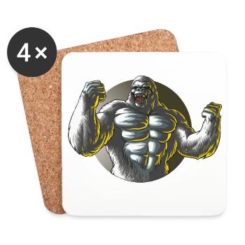Monkey Gorilla Power Design - Coasters (set of 4) - white - Front