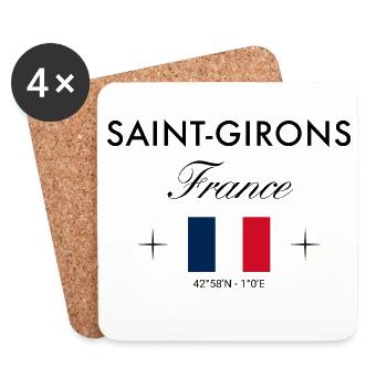 Saint Girons Frankreich Koordinaten Reise Souvenir - Untersetzer (4er-Set) - Weiß - Vorne