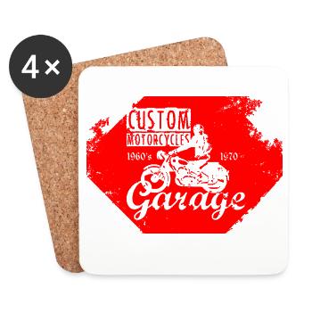 Custom Motorcycles Garage Retro Design - Coasters (set of 4) - white - Front
