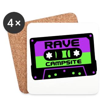 Rave Kassette Festival Logo - Untersetzer (4er-Set) - Weiß - Vorne