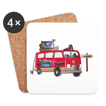 Kanada Camper Motiv Vanlife Camping Urlaub - Untersetzer (4er-Set) - Weiß - Vorne