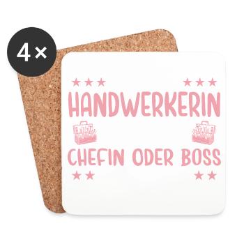 Handwerkerin oder Chefin Handwerk - Untersetzer (4er-Set) - Weiß - Vorne