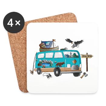 Outdoor Stay Wild Camper Motiv Vanlife Camping - Untersetzer (4er-Set) - Weiß - Vorne