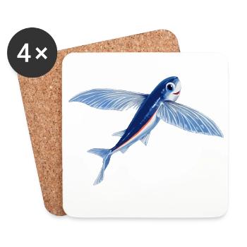 Fliegender Fisch in blauem Orange - Untersetzer (4er-Set) - Weiß - Vorne