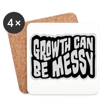 Growth Can Be Messy Persönlich Wachstum Zitat Logo - Untersetzer (4er-Set) - Weiß - Vorne